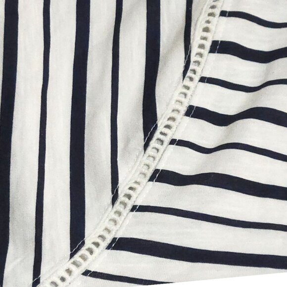 Zim & Zoe Womens Plus Size Flutter Sleeve Striped Navy Blue Ivory Top 30/32 - Picture 9 of 11